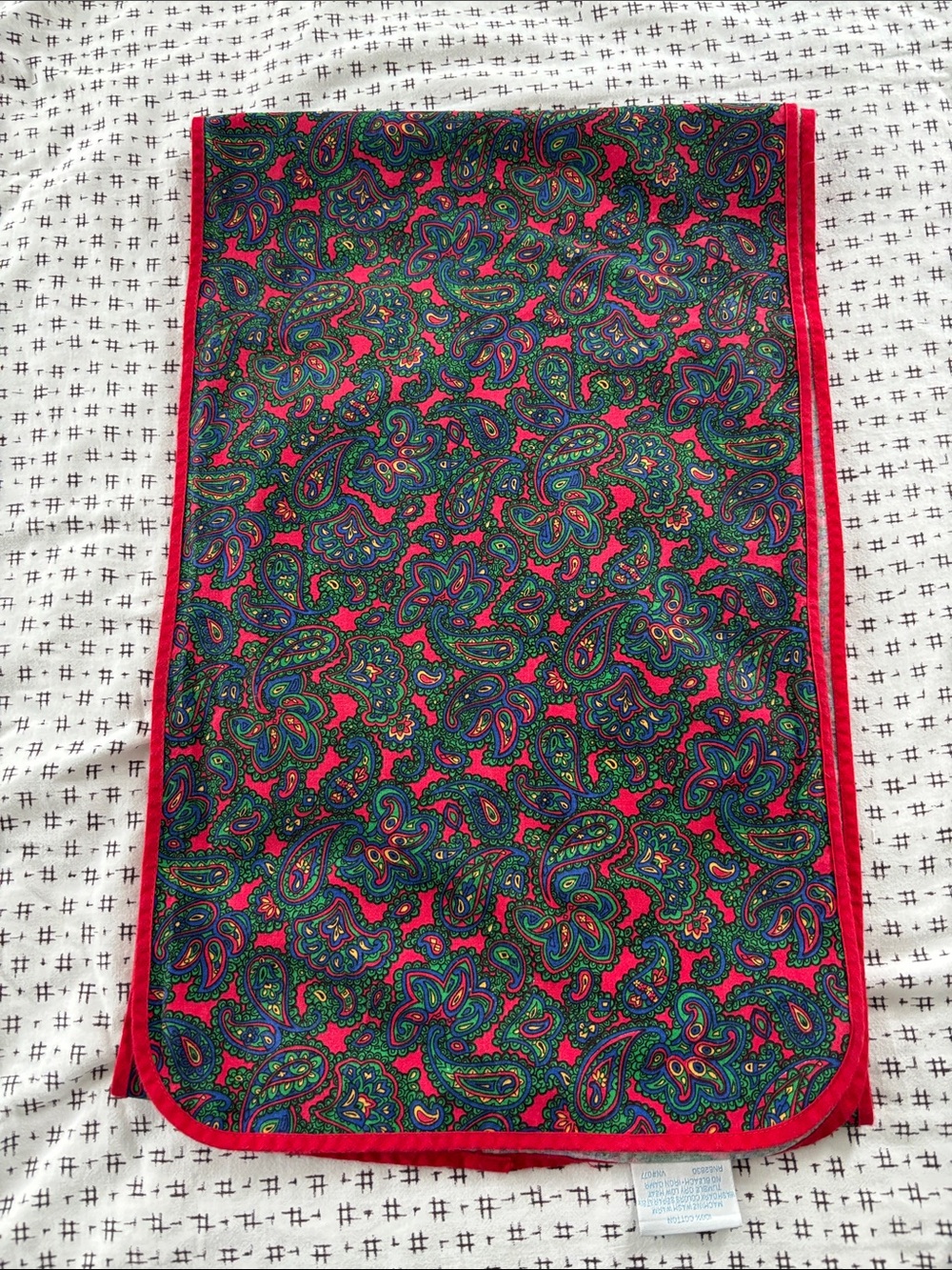 Vintage Coming Home by Lands’ End runner, paisley,cotton, red/blue/green, 86x13”